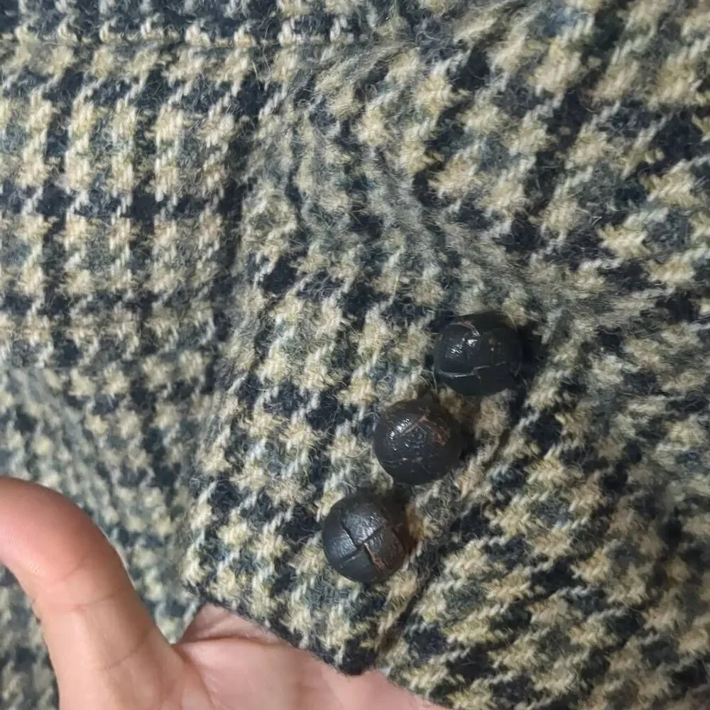 Vintage Scottish Harris Tweed 100% Wool Macy's Blazer Suit Green Brown Plaid Jac